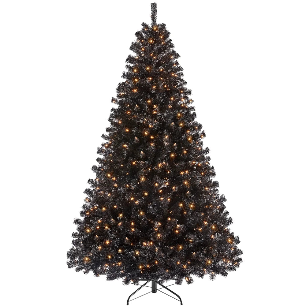 6 Ft Pre-Lit Flocked Christmas Tree with Warm Lights, Frosted White