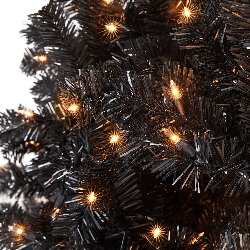 6 Ft Pre-Lit Flocked Christmas Tree with Warm Lights, Frosted White