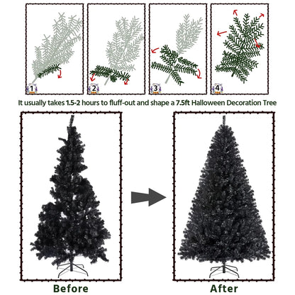 6 Ft Pre-Lit Flocked Christmas Tree with Warm Lights, Frosted White