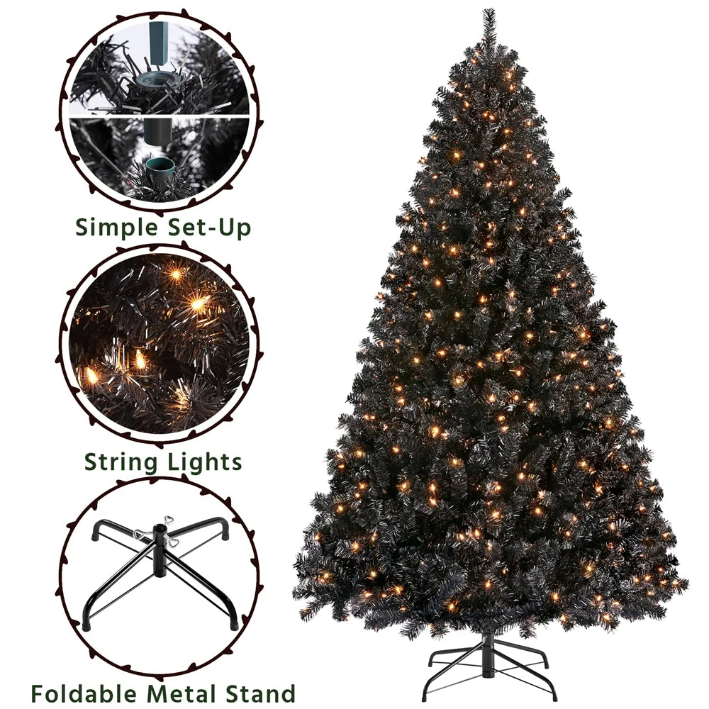 6 Ft Pre-Lit Flocked Christmas Tree with Warm Lights, Frosted White