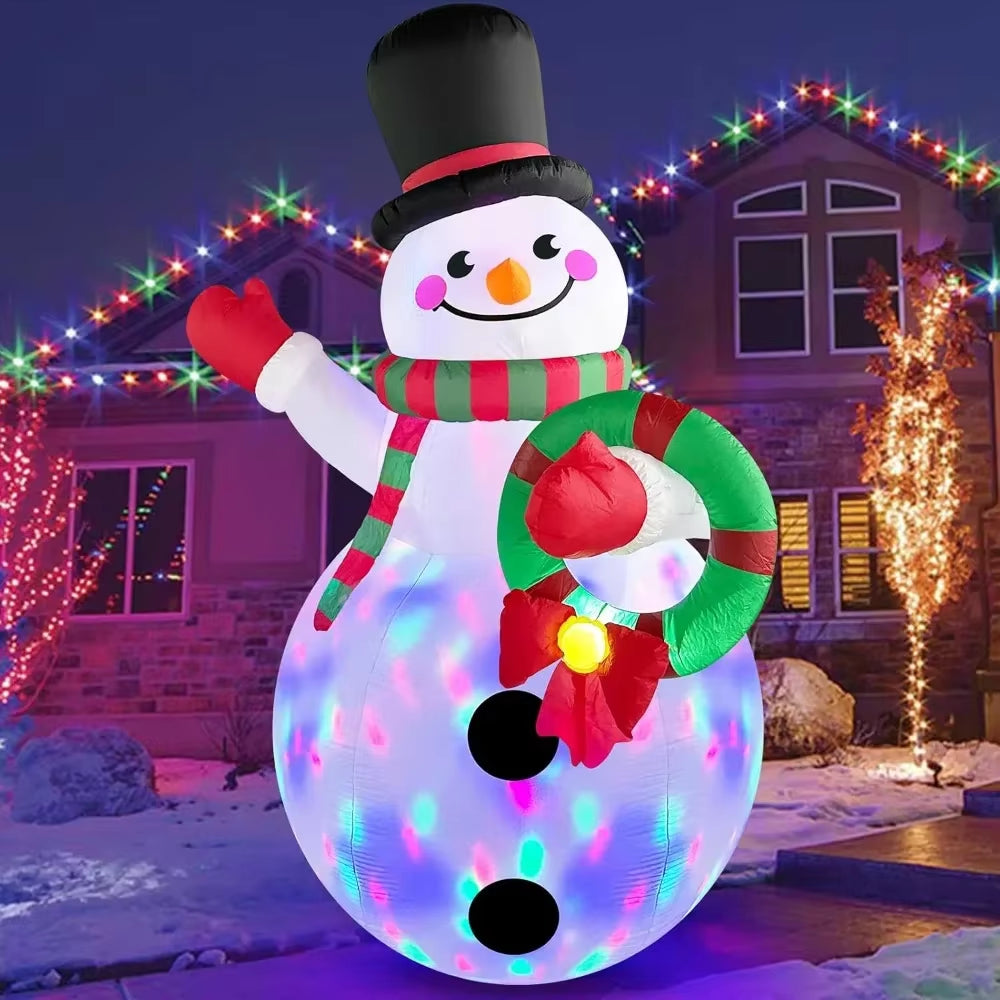 8FT Christmas Inflatables Outdoor Decorations, Snowman Holding Garland ...