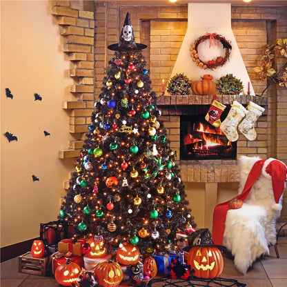 6 Ft Pre-Lit Flocked Christmas Tree with Warm Lights, Frosted White